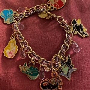 Disney Sleeping Beauty Enamel Charm bracelet Maleficent Aurora Jewelry